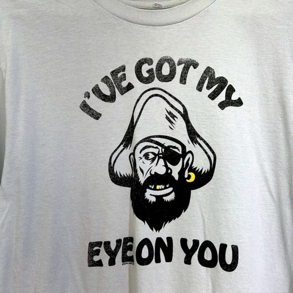 Now & Zen - I’ve Got My Eye On You Pirate Graphic Gray Short Sleeve T Shirt XL - Picture 7 of 9